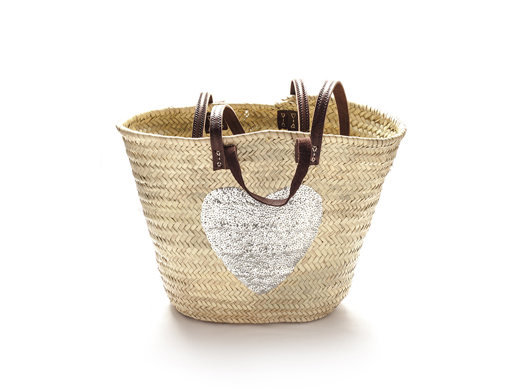 Silver heart basket